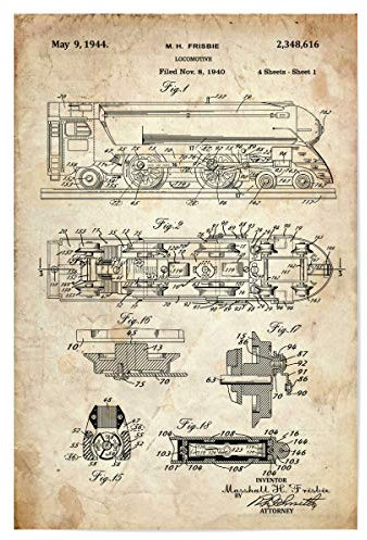 artboxONE Poster 45x30 cm Reise Vintage Lokomotive (Antik) - Bild Zug Eisenbahn Entwurf