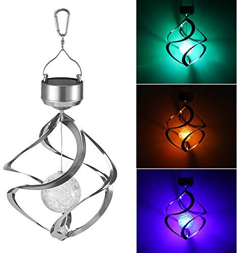 ALLOMN Solarbetriebenes Licht, Solar dekoratives Licht Yard Ornament Lamp Solarbetriebene Kristallkugel Lampe Wind Funkelnde Kristallkugel Lampe Farbwechsel Hängelampe