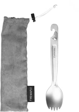 Fire-Maple Woodpecker Titanium Spork, Ultralight Fork & Spoon with Punch | 2-in-1 Fork & Spoon Cutlery with Propane/Isobutane Punch, Ultralight Titanium Utensil for Camping, Backpacking & Survival