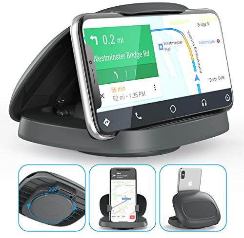 JOYEKY Cell Phone Holder for Car, Vertical Horizontal Car Phone Mount with 360° Rotate Dashboard Cradle Compatible iPhone Samsung Galaxy Android Smartphones, GPS Devices
