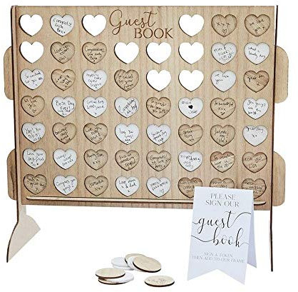 Ginger Ray Drop Top 4 In A Row Alternative Style Guest Book, Holz, Hochzeit