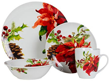 Fitz and Floyd 5265137 Holiday Home Service de table 32 pièces en porcelaine