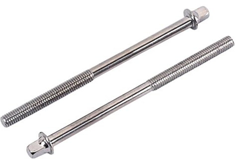 Healifty 2pcs Drum Tension Rods with Washers Tension Rod Parts Drum Key Rod Screw Rod Silver