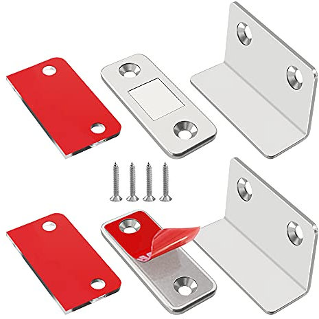 Jiayi Magnetic Door Catches 2 Pack L Shape Ultra Thin Cupboard Magnetic Drawer Catch Small Cupboard Door Magnets for Kitchen Cabinet Door Closure Wardrobe Magnet Door Catches and Latches