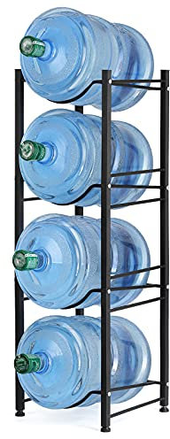 MOOACE 4-Tier Water Jug Rack, 5 Gallon Detachable Water Bottle Holder for Kitchen, Office, Home, Black