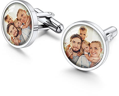PROSTEEL personalisiert Manschettenknöfe mit Foto&Text Edelstahl für Männer DIY Cufflinks Herren Anzug Hemd Accessoire Modeschmuck für Hochzeit Verlobung