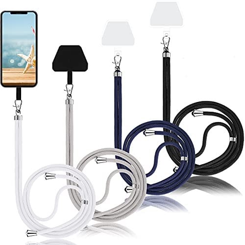 Weewooday 4 Stück Universelle Handy Lanyards inklusive Verstellbares Abnehmbares Nylon Umhängeband und Pads für Meiste Smartphones (Neutrale Farbserie)