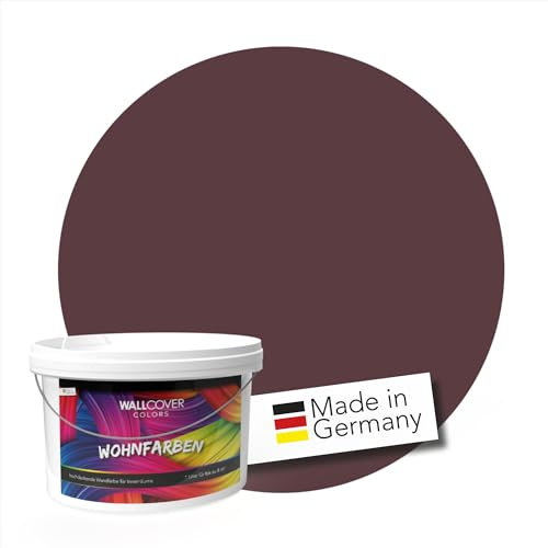 WALLCOVER hochwertige Wandfarbe für Innen | Rot Bordeaux | 1L für 8m² | Hochdeckende Innenfarbe Matt (Klasse 1) | Profi Qualität aus Deutschland