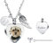 INBLUE Personalisierte Urnen Halskette für Asche, Pfotenabdruck Herz Edelstahl Anhänger, Gravur Foto Hund Katze Name, Feuerbestattung Schmuck für Damen Herren mit Trichter Set, Engelsflügeln