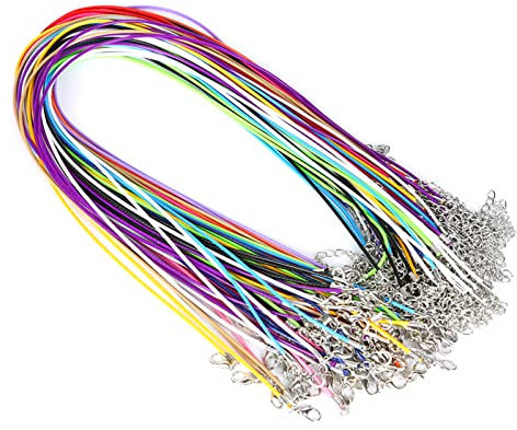 Waxed Necklace Cord With Clasp 2mm Multicolor Mix - 30 Pcs Bracelet String for DIY Jewelry Making With Lobster Claw Clasp (Mixed Colors)