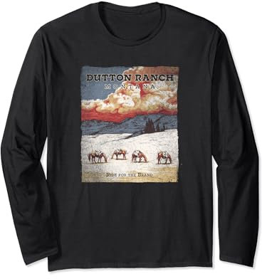 Yellowstone Dutton Ranch Distressed Poster Langarmshirt
