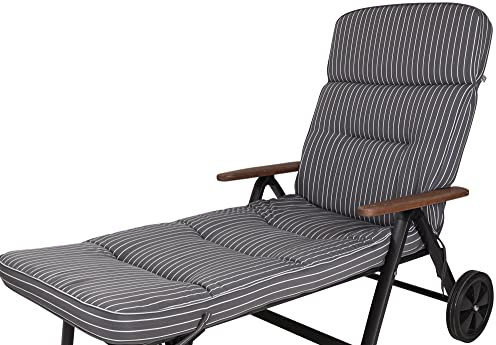KETTtex 0709 Auflage Rollliege Alicante grau-weiß gestreift 200x60x9 cm (ohne Liege)