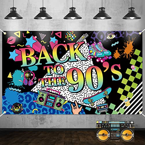 Zurück in die 90er Jahre Banner, 90er Party Deko, 90er Jahre Party Dekoration, 90er Retro Hip Hop Dekoration, 1990er Party Hintergrund Geburtstag Dekoration, Back to the 90's Banner 185*110 cm