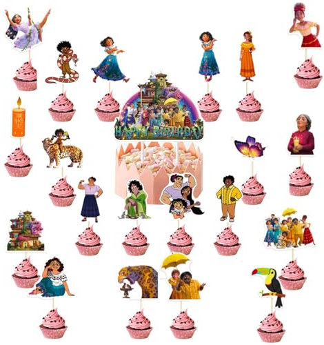 Encanto kuchen deko,21 Stück Encanto Tortendeko Geburtstagsdeko,Encanto Cupcake Topper,Encanto Kinderparty-Geburtstags-Kuchen-Deko,Kuchen Topper Für Babypartys