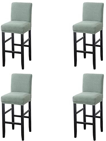 MUPOO Bar Stuhlhussen,4 Stück Stretch Jacquard Abnehmbarer Waschbarer Stuhl Schonbezug,Dining Chair Barhocker Zähler Schonbezüge Esszimmer Stuhl Schonbezug(4 Stück Grün)