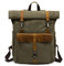 FANDARE Rolltop Rucksack Leinwand Schulrucksack Laptop Handgepäck Rucksack Herren Damen mit 15.6 Zoll Laptopfach Rucksäcke zum Business Arbeit Reise Schulranzen Daypacks Armeegrün