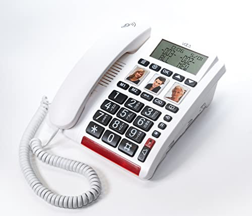 VOCA CP130 - Schnurgebundenes Telefon mit großen Tasten, extra lautem und verstärktem Hörer für Schwerhörige und Sehbehinderte