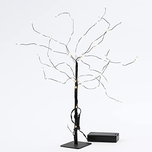 LED Mini Baum - Dekoleuchte - 60 warmweiße LED - Batteriebetrieb - LED Leuchtbaum schwarz