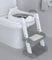 Toilettensitz Kinder mit Treppe, Toilettentrainer für Kinder, WC Sitz mit PU Gepolsterter, Höhenverstellbar und Faltbar, Rutschfest mit Spritzschutz Toilettenaufsatz Kinder(Weiß, Grau)