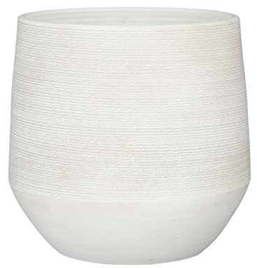 Mica Decorations Evora Blumentopf - 37x37x34 cm - Terrakotta - Weiß