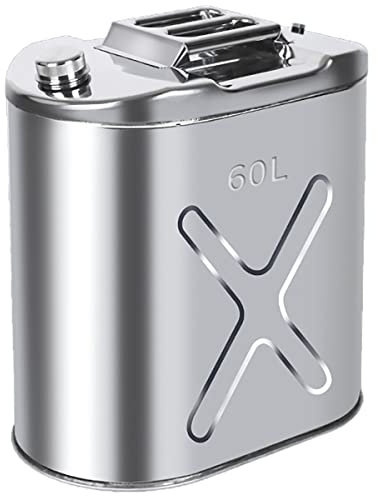 CUPKEE Verdickte 304 Edelstahl-Benzinkanister, Wandstärke 1mm Benzinkanister, Kraftstofftanks Für Autolagerung Von Ölprodukten,60l