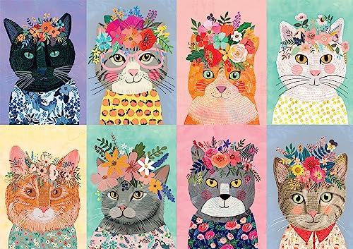 Buffalo Games - Mia Charro - Colorful Cat Crowns - 500 Piece Jigsaw Puzzle
