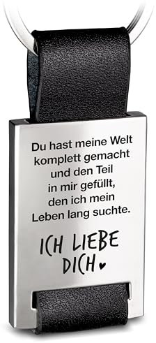 FABACH Liebe Schlüsselanhänger mit Gravur aus Leder - Ich liebe dich Schlüsselanhänger für Partner - Freundin Geschenk Liebe Freund - Du hast meine Welt komplett gemacht