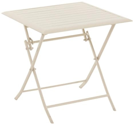 Hespéride - Table de Jardin Pliante Carrée Azua Argile - 2 Places - Aluminium Traité Epoxy Antirouille