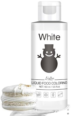 Lebensmittelfarbe - 160ml Flüssige Lebensmittel Farben für Kuchen, Backen, Kekse, Macaron - Zuckerfrei Konzentrierte Farbe Food Coloring für Tortendeko, Getränken, Osterei, DIY Slime (Weiß)
