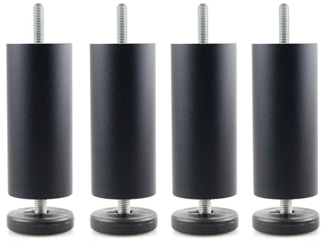 GUQIANLU Lot de 4 pieds de meubles réglables de 10,2 cm avec filetage M8 (métrique 8 mm) pour canapés, lits, chaises – Pieds de rechange en alliage d'aluminium à hauteur réglable pour canapés, tables