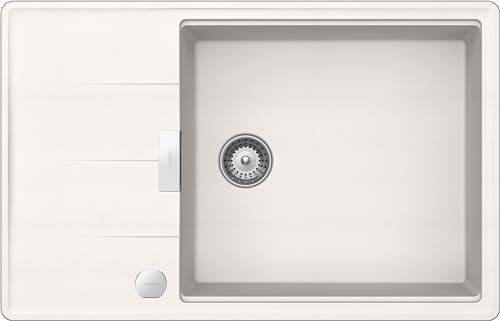 SCHOCK | Fregadero de cocina Tia, 1 bañera grande con escurridor, bañera reversible y desagüe de serie, material ®Cristadur, blanco puro, 780 x 500 mm