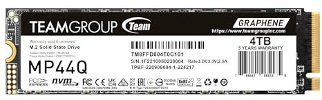 TEAMGROUP MP44Q 4TB SLC Cache Gen 4x4 M.2 2280 PCIe 4.0 w/NVMe Laptop & Desktop & NUC & NAS SSD Read/Write Speed up to 7400/6500MB/s TM8FFD004T0C101
