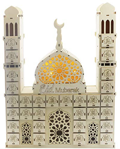 QUEENYARD Eid Countdown-Kalender, Ornamente, Schublade, Party-Dekoration