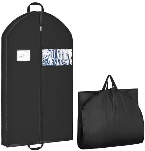 Hejo Kleidersack Anzug, Anzugtasche, Staubdichte Kleiderschutzhülle, Wasserdichte Damen＆Herren Kleidersack Anzug mit Griffen＆Reißverschluss, Anzug Schutzhülle für Mantel Kleid (Schwarz 110×60 cm)