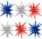 HILAVO Blau Rot Silber Stern Luftballon, 6 Stück 22 Zoll Blau Rot und Silber Folienballons Blau Rot Explodieren Stern Foil Ballons für Geburtstag Babyparty Karneval Theme Party Dekoration