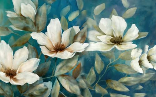 Papier Peint Panoramique Fleurs Vertes Et Bleues Papier Peint Chambre Adulte Papier Peint Panoramique Enfant Papier Peint Salon Décoratif Papier Peint Intissé 336x238cm