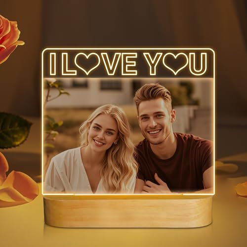 Okayera Beleuchteter Bilderrahmen, Fotogeschenke für Freundin Freund Paare, Home Schlafzimmer Schreibtisch Foto Dekoration, Jahrestag Hochzeit Valentinstag Geschenke für Frau Ehemann Frauen Männer