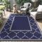 GENIMO Tappeto da Esterno,Tappeto Per Esterno Impermeabili Eeversibili Lavabili, Antipioggia per Terrazze,Giardini,Camper,Picnic,Balcone,Blu & Grigio,150x240cm