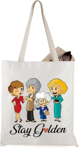 JTOUK Stay Golden Tote Bag Golden TV Show Inspired Gift Golden Sister Gift Friendship Gift, Goldene Tragetasche, 13.78 inch x 15.75 inch, Large