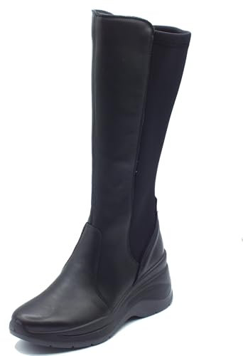 IGI&CO 6656000 Nappa Lycra Nero Stivali con Zeppa Alta per Donna in Pelle e Tessuto Elasticizzato (Taglia 37)