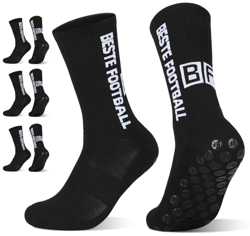 Fussball Socken 3 Paar 35-38 39-42 43-46 für Herren Damen junge und Kinder | Football Socks, Anti Rutsch Fußballsocken, Grip Socken Fussball für Yoga Basketball Tennis Laufe Radfahren, Geschenk