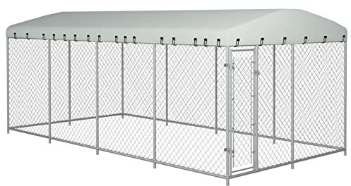Juroupi Outdoor Dog Kennel with Roof 8x4x2.3 m,Dog Enclosures,Outdoor Dog Kennel,Dog Training Cage House-144937