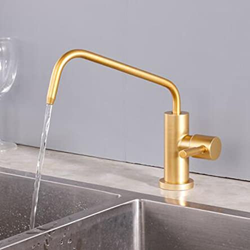 Robinet de purificateur d'eau Potable Robinet en Or brossé Robinet de Filtre à Eau de Cuisine en Acier Inoxydable-D