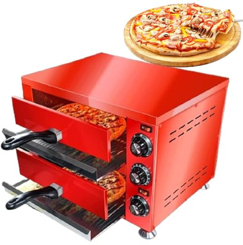 Commercial Double Deck 12 inch Countertop Electric Pizza Oven, Multipurpose Indoor Pizza Oven for Restaurant use,220V