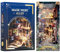 RONSTONE DIY Book Nook Kit - Maison de Poupée Miniature avec Lumière LED et Housse de Protection - Allée Magique Nocturne Casse-tête en Bois 3D Serre-Livres Bibliothèque Insertion Cadeau Créatif