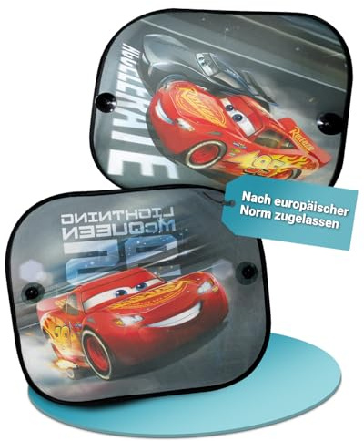 HiTS4KiDS 2 x Sonnenschutz für Seitenscheiben (Rotes Rennauto) – Befestigung mit Saugnäpfen – Effektiver Sonnenschutz Auto Kinder – UV Schutz Auto – Universell passender Sonnenschutz Auto