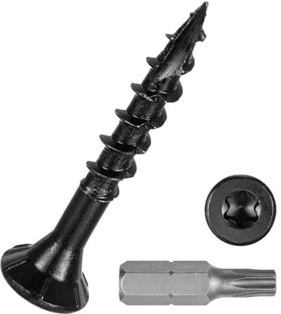 DTGN #8x1-1/4 Deck Screws - 300Pack - Good for Decks, Fences, Frames, Farms, Outdoor Furniture - Carbon Steel Wood Screws Epoxy Coated W/ T25 Torx Star Drive Bit - Black