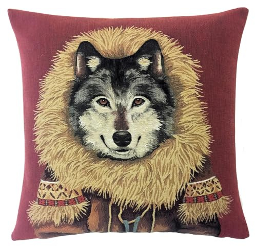 Home of Christmas Kissenbezug 45x45 cm Gobelin Kissen Kissenhülle Sofakissen Dekokissen (Husky)