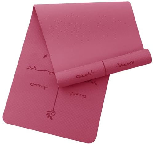 Narwhal Yogamatte mit Ausrichtungslinien, Rutschfeste Sportmatte, 6 mm TPE, 183 x 61 cm