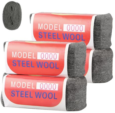 Stahlwolle, 4 Stück 100g 0000 Stahlwolle, Reinigen Drahtwolle, zum Schneiden, Polieren, Reinigung von Kunststoffjalousien, Entfernt Hartnäckige Ablagerungen von Fliesen, für Räume, Garagen